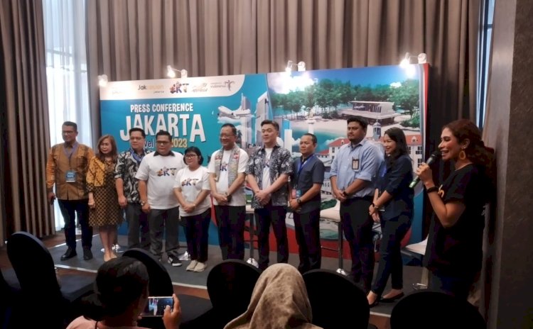 Press conference Jakarta Travel Fair (JTF) 2023 di Palembang/Foto:Dudy Oskandar