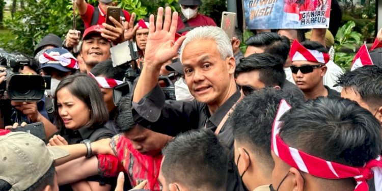 Bakal calon presiden Ganjar Pranowo tiba di Tugu Proklamasi, Jakarta Pusat, Kamis (19/10)/RMOL