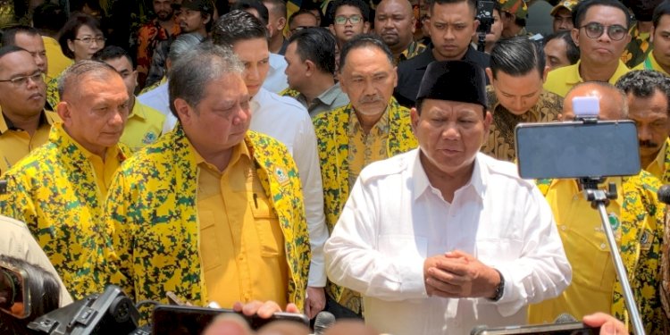 Bakal capres Koalisi Indonesia Maju (KIM) Prabowo Subianto di kantor DPP Partai Golkar, Jakarta/RMOL