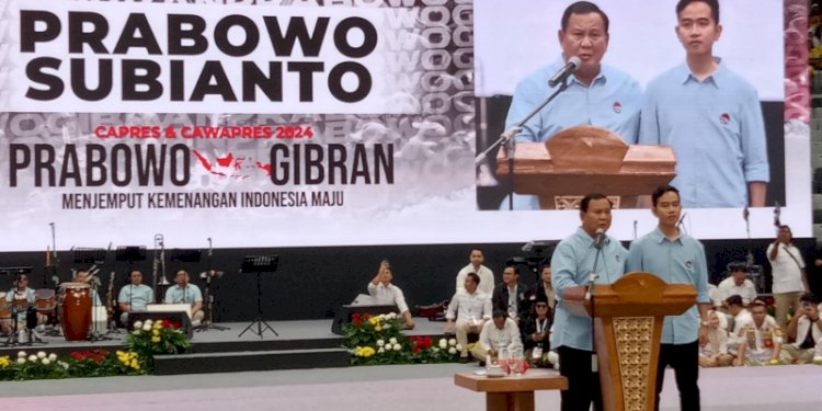 Bakal capres-cawapres Prabowo Subianto dan Gibran Rakabuming Raka di Hall Indonesia Arena Gelora Bung Karno, Senayan, Jakarta Pusat/RMOL