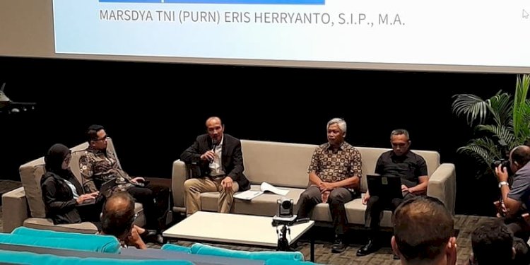 Ketua Forum Komunikasi Industri Pertahanan (Forkominhan) Marsdya (Purn.) Eris Herryanto selama seminar program kerjasama jet tempur KFX/IFX (KF-21) di Flix Cinema Ashta 8 Lantai 2, SCBD pada Selasa, 31 Oktober 2023/RMOL