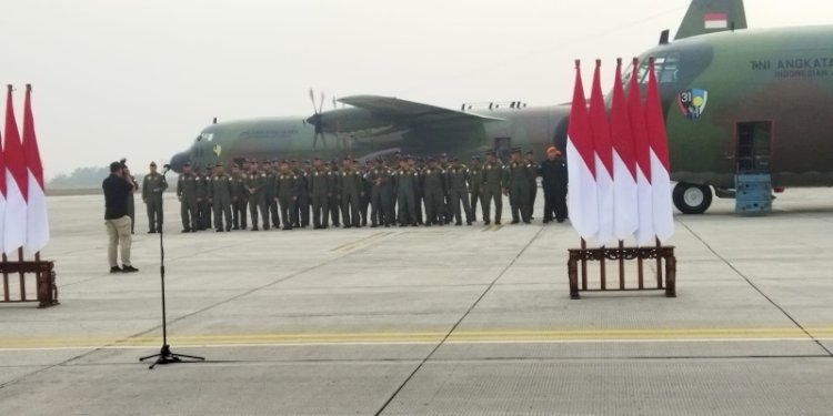 Dua pesawat Hercules C-130 pengangkut bantuan kemanusiaan untuk Palestina sudah bersiap dari Landasan Udara Halim Perdanakusuma, Jakarta Timur/RMOL