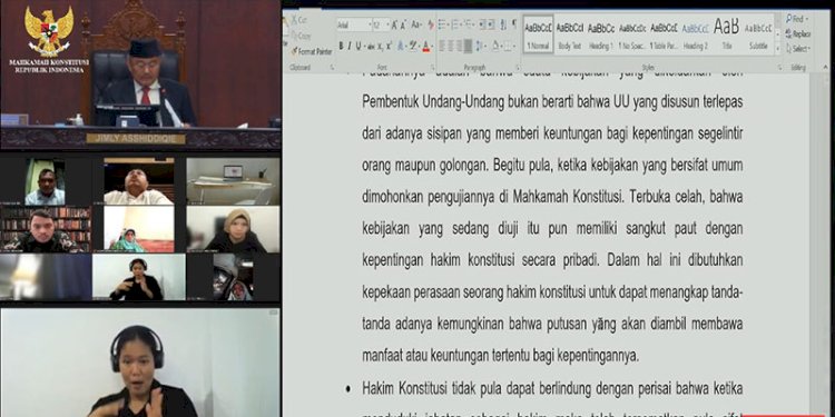 Sidang putusan perkara etik Hakim Konstitusi Arief Hidayat, yang dipimpin Ketua MKMK, Jimly Asshiddiqie/Repro