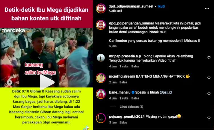 Potongan Video Kaesang Pangareb bersalaman dengan Megawati. (Tangkapan Layar Instagram DPD PDI Perjuangan Sumsel)