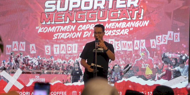 Capres Anies Baswedan saat bertemu suporter PSM Makassar/Ist