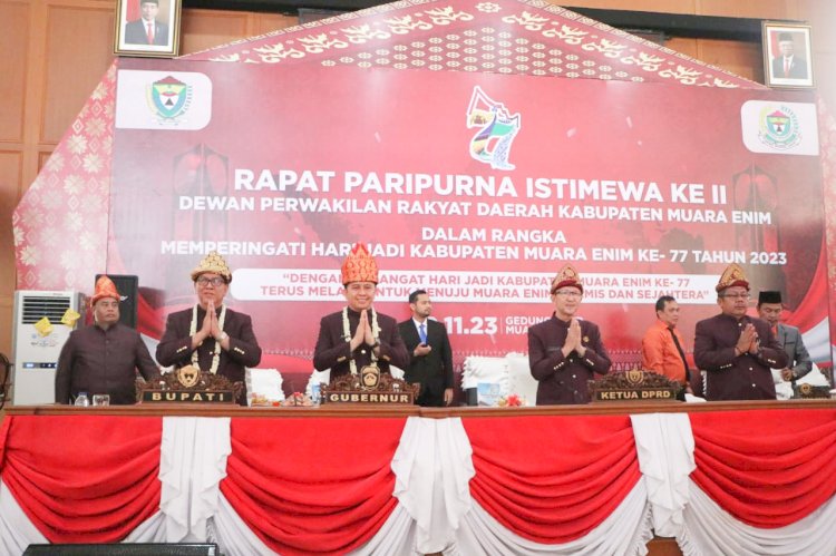 Rapat Paripurna Istimewa ke II di Ruang Rapat Paripurna Gedung DPRD Kabupaten Muara Enim/ist