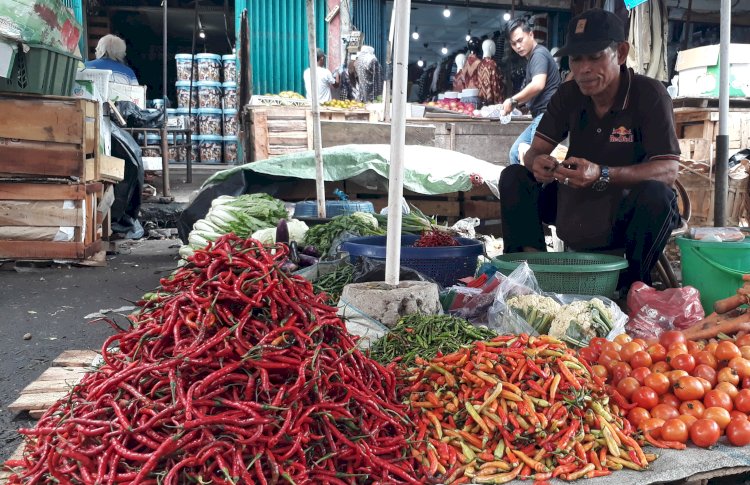 Penjual cabai dan sayur mayur di Pasar Inpres Lubuklinggau/ist