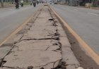 Belum Setahun Dibangun, Median Jalan di Banyuasin Sudah Rusak