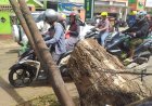 Arus Lalu Lintas di Jalan Sultan Mansyur Palembang Macet, Tiang Telkom Roboh Pemicunya