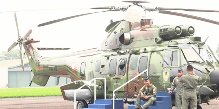 Penyerahan Helikopter H225M dari Kementerian Pertahanan RI kepada TNI AU di Pangkalan Udara Atang Sendjaja Bogor, Jawa Barat/Repro
