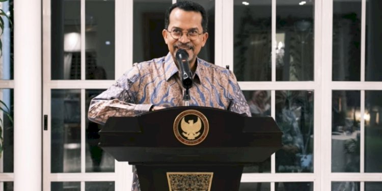 Duta Besar Indonesia untuk Spanyol, Muhammad Najib saat menyampaikan pidatonya di hadapan delegasi Kementerian Luar Negeri dan Kementerian Koordinator Bidang Perekonomian di Madrid/Wisma Duta RI Madrid