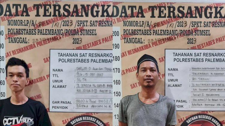 Anggota Unit IV Satuan Reserse (Satres) Narkoba Polrestabes Palembang berhasil meringkus dua pengedar narkoba jenis sabu/ist