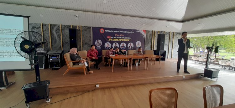 Diskusi publik Amunisi menyoroti PKPU nomor 23 tahun 2023 di The Royal PGC Golf Lounge Palembang.  (fauzi/rmolsumsel.id)