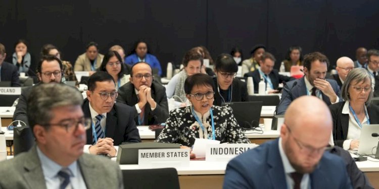 Menteri Luar Negeri RI Retno Marsudi menghadiri pertemuan khusus Executive Board WHO di Jenewa pada 10 Desember 2023/Ist