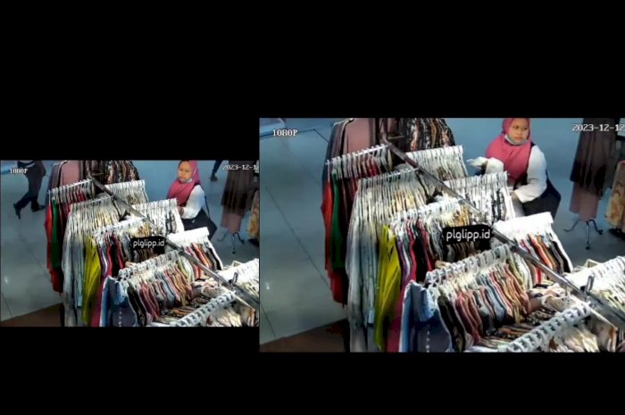 Wanita hamil kepergok ngutil baju di mall Palembang. (Tangkapan Layar)