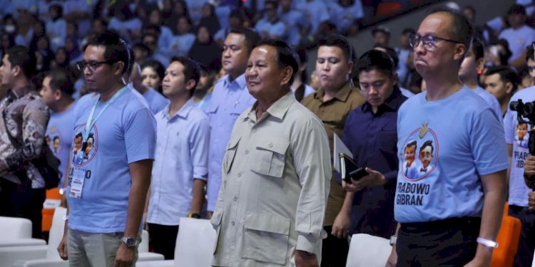 Calon presiden nomor urut 2, Prabowo Subianto saat menghadiri acara konsolidasi Relawan Kopi Pagi di Sentul International Convention Center (SICC), Bogor, Jawa Barat, Sabtu (16/12)/Ist