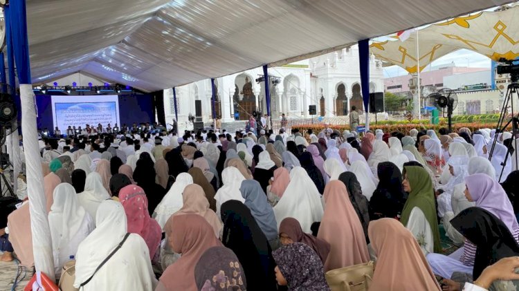Suasana peringatan 19 tahun Tsunami Aceh di Masjid Raya Baiturrahman, Banda Aceh, Selasa, 26 Desember 2023. (Helena Sari/RMOLAceh)