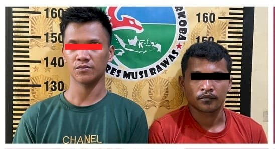 Dua tersangka pengedar narkoba di Musi Rawas. (dok. Polres Musi Rawas).