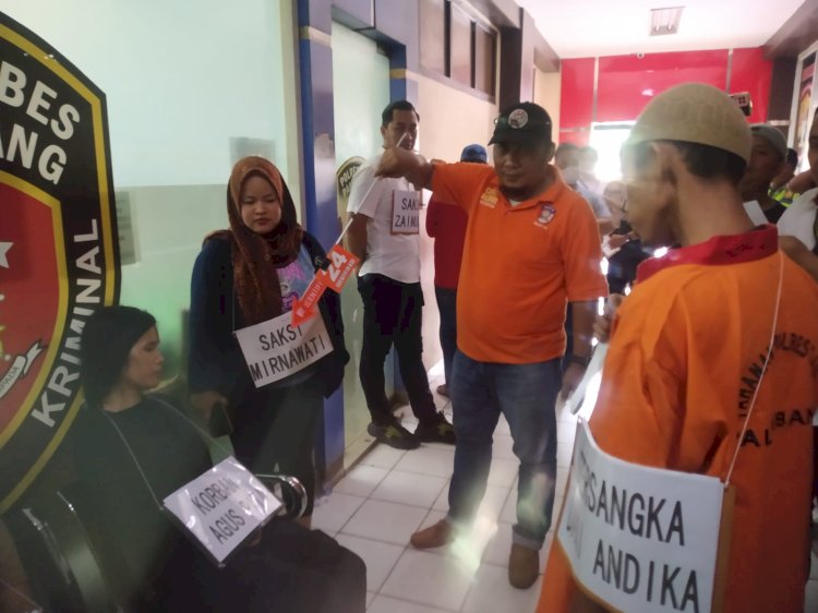 Rekonstruksi kasus pembunuhan calon pengantin di Palembang., (Denny Pratama/RMOLSumsel.id)