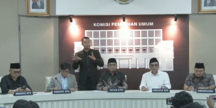 Konferensi pers KPU RI terkait persiapan debat Capres 2024 pada Jumat (5/1)/Repro