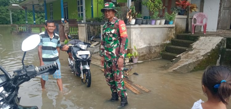 Banjir di wilayah Kecamatan Jayaloka rendam akses jalan poros/Foto: Kodim 0406 Lubuklinggau