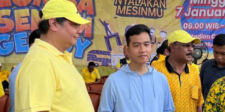 Ketua Umum Partai Golkar, Airlangga Hartarto, yang juga Ketua Pengarah Tim Kampanye Nasional Prabowo-Gibran, bersama Gibran Rakabuming Raka/Ist