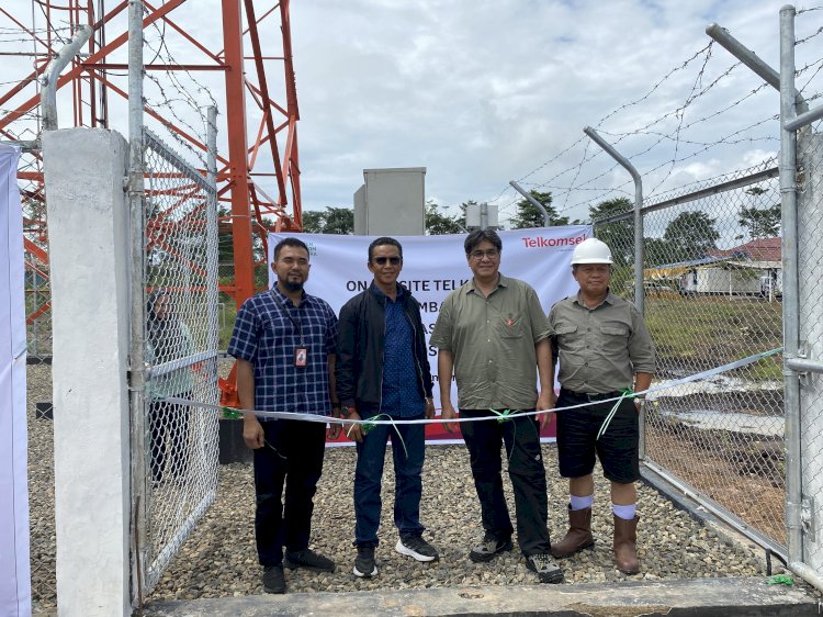 Peresmian dua BTS yang dibangun PT GBS hasil kerjasama dengan PT Telkomsel digelar di Kantor Kebun Lematang Makmur Estate, di Desa Prambatan, Penukal Abab Lematang Ilir (PALI). (ist/rmolsumsel.id)