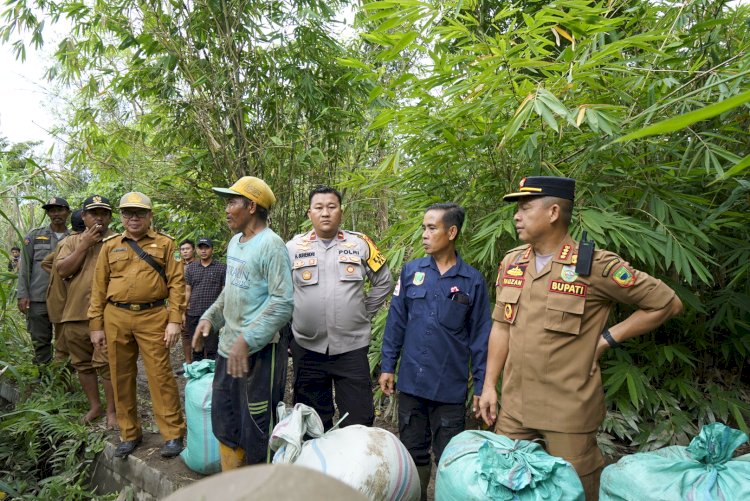 Pj Bupati Empat Lawang, Fauzan Khoiri Denin saat mengunjungi lokasi banjir di Kecamatan Pasemah Air Keruh. (ist/rmolsumsel.id)