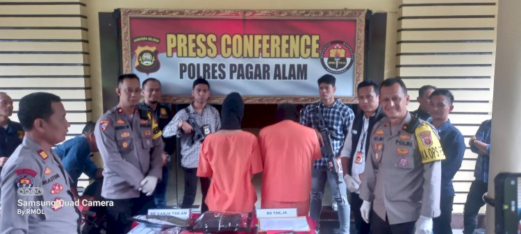 press release ungkap kasus penangkapan bandar narkoba di mako Polres Pagar Alam Kamis, (18/1). (Taufik Hidayat/RMOLSumsel.id)