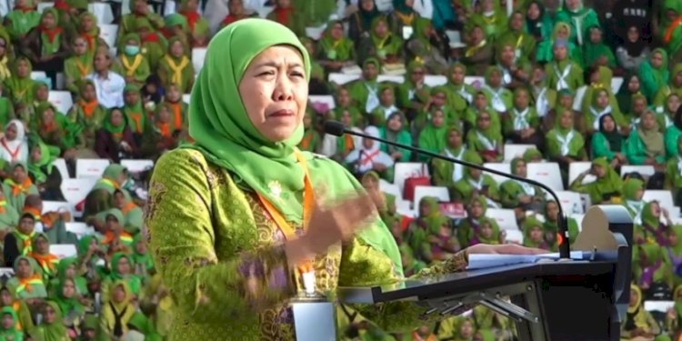 Ketua Umum Pimpinan Pusat Muslimat NU, Khofifah Indar Parawansa di Stadion Utama Gelora Bung Karno (SUGBK), Jakarta, Sabtu (20/1)/Repro