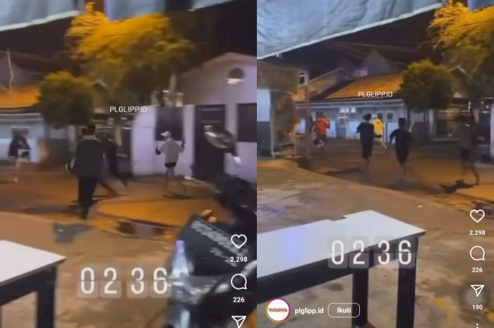 Video aksi tawuran di Jalan Silaberanti Palembang (Instagram).
