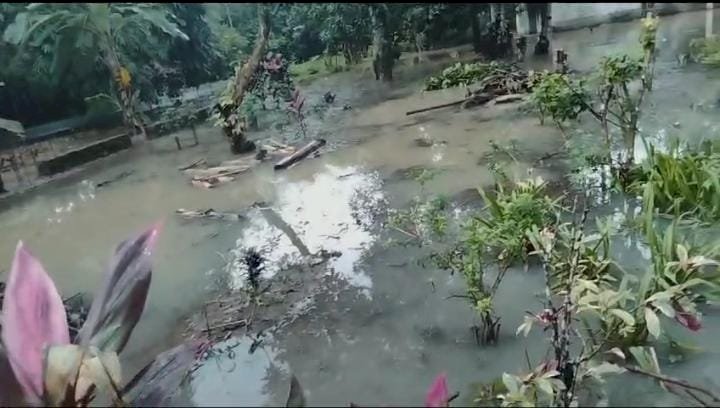 Akses jalan warga yang tergenang air di Desa Jungai, Kecamatan RKT, Kota Prabumulih. (ist/rmolsumsel.id) 