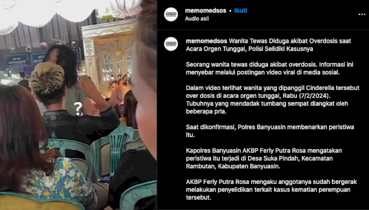 Seorang wanita tewas overdosis saat asyik joget di orgen tunggal. (Tangkapan Layar Instagram)