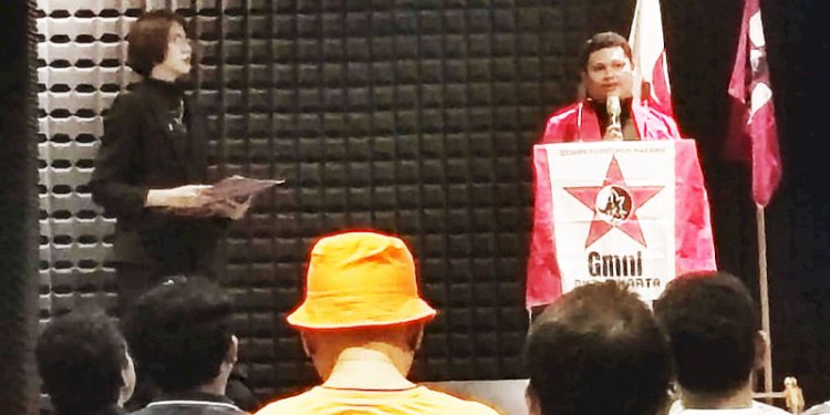 Ketua Umum DPP Gerakan Mahasiswa Nasional Indonesia (GMNI), Arjuna Putra Aldino, saat memberikan sambutan/RMOL