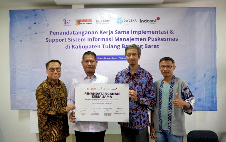 Komitmen kerja sama antara Indosat Business, Lintasarta, DSM dan Dinas Kesehatan Kabupaten Tubaba di Tulang Bawang Barat, Lampung/ist