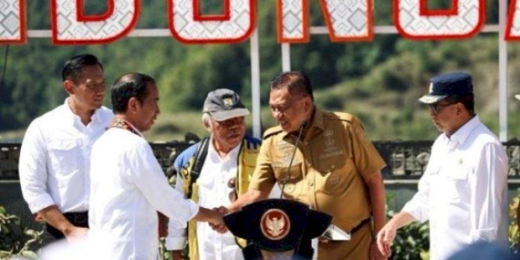 Presiden RI Joko Widodo saat meresmikan proyek Bendungan Lolak, Kabupaten Bolaang Mongondow Provinsi Sulawesi Utara/Doc PT PP/Net