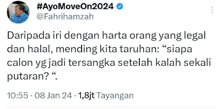 Tangkapan layar cuitan Fahri Hamzah/Repro