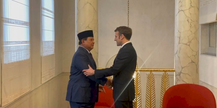 Menteri Pertahanan RI, Prabowo Subianto dan Presiden Prancis, Emmanuel Macron/Ist