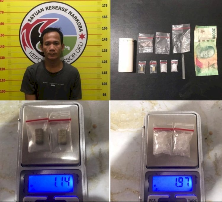 Tersangka dan barang bukti diamankan di Polres OKU. (ist/rmolsumsel.id)