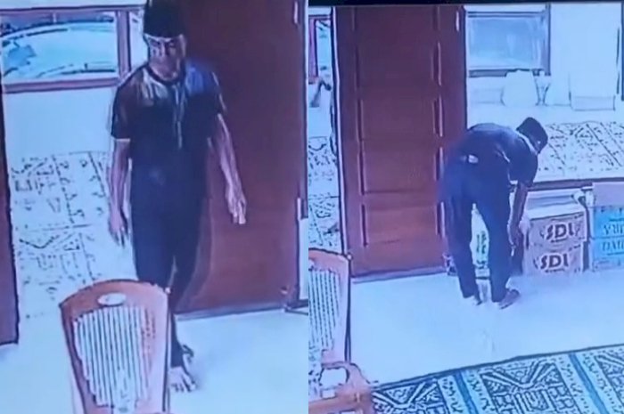  Video rekaman kamera closed circuit television (CCTV) yang memperlihatkan seorang pria mencuri barang berharga milik jamaah/ist
