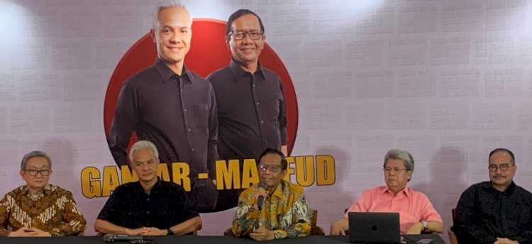 Pasangan Capres-Cawapres Nomor Urut 3, Ganjar Pranowo-Mahfud MD di Posko Kemenangan GAMA, Jalan Teuku Umar, Menteng, Jakarta Pusat/Ist