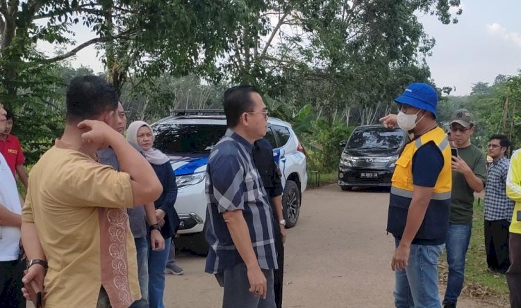 Pj Bupati Banyuasin, Hani Syopiar Rustam saat meninjau jalur alternatif di Kabupaten Banyuasin. (ist/rmolsumsel.id)