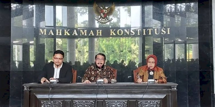 Anwar Usman dalam jumpa pers bersama Jurubicara merangkap Hakim Konstitusi, Enny Nurbaningsih, dan Jurubicara MK Fajar Laksono, di Gedung MK, Jalan Medan Merdeka Barat, Jakarta Pusat/RMOL