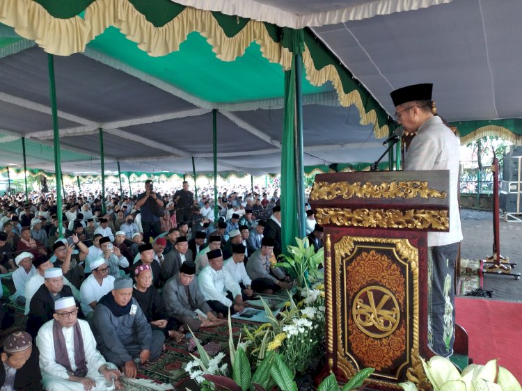 Pj Wali Kota Palembang Ratu Dewa saat menyampaikan sambutan. (ist/rmolsumsel.id)