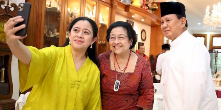 Kebersamaan Prabowo Subianto, Megawati Soekarnoputri dan Puan Maharani/Net