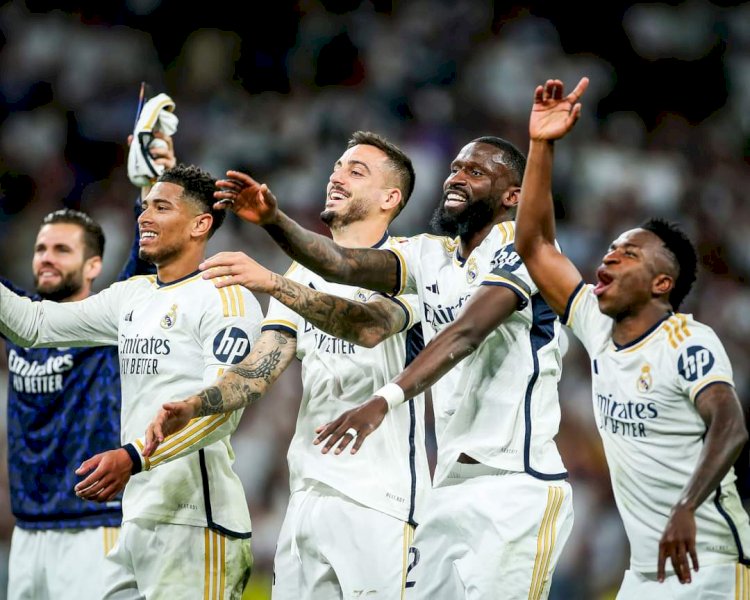 Selebrasi pemain Real Madrid setelah menang atas Barcelona/ist