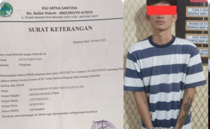 Tersangka Ajai Saputra ditangkap Polisi lantaran digelapkan motor milik korbannya dengan modus untuk mengembalikan gitar/ist