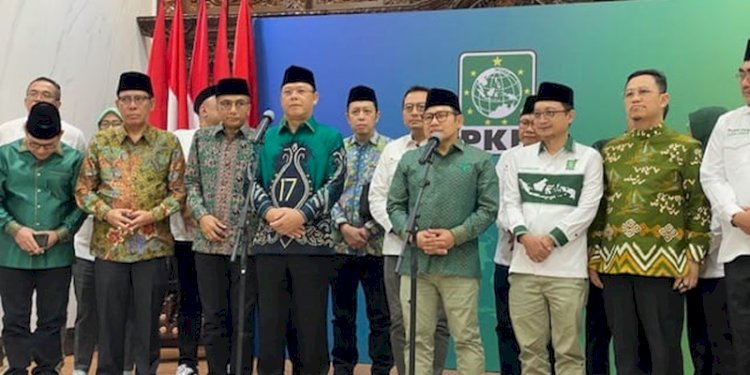 Ketua Umum PKB Muhaimin Iskandar bersama jajarannya menerima kedatangan para pimpinan PPP di Kantor DPP PKB, Jalan Raden Saleh, Jakarta Pusat, Senin (29/4)/RMOL