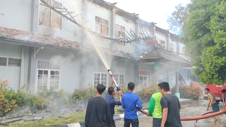 Kondisi bangunan asrama putra SMAN 3 Unggulan Kayuagung usai terbakar/ist