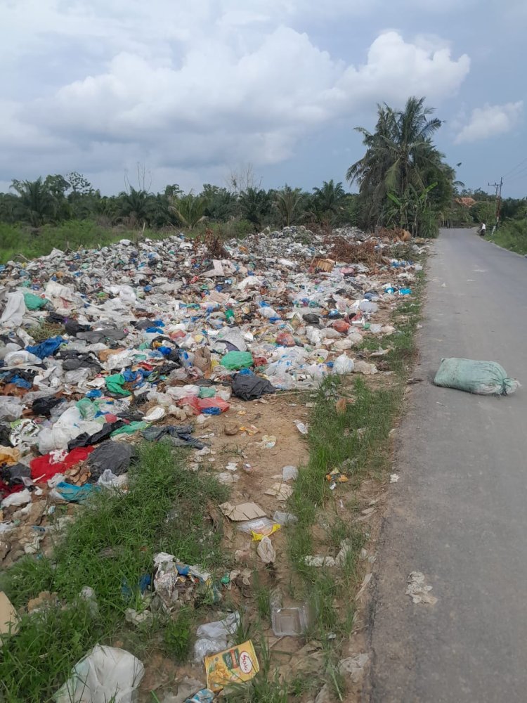 Sampah yang menumpuk di Desa Karang Agung. (ist/rmolsumsel.id)